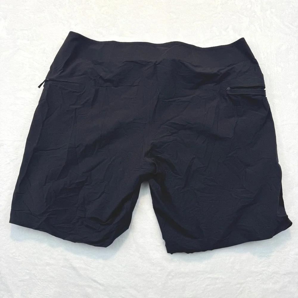 Lululemon Mens Black Board Shorts Lace Up Swim Trunks Size 36 Zipper Pocket